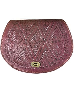 Berber Leather The Temara Embossed Saddle Bag - Red
