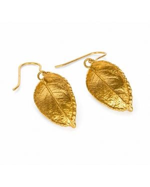 Mother Nature Jewelry Rose Leaf Earrings, Handmade Minimalist Dangles - Metallic
