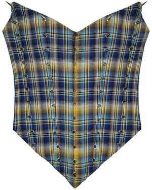 28Natelier Plaid Spikes Corset - Blue