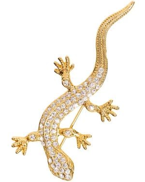 Caramel Vintage Jewellery Plated Crystal Lizard Brooch - Metallic