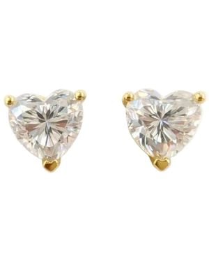 Pearl Code Angel Heart Moissanite Stud Earrings, -Plated - White