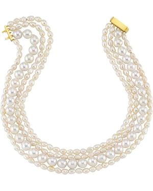 LINYA JEWELLERY Amour Multi Pearl Choker, Wedding Pendant - Metallic