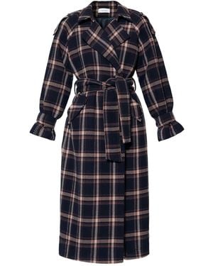 AGGI by HALEWSKI Ricarda Check Midi Coat - Blue