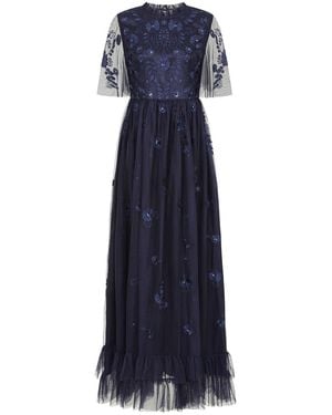 Frock and Frill Callie Floral Embroidered Maxi Dress - Blue