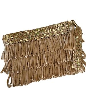 Springmoonatelier Neutrals Luxury Star Cream – Sequin And Tassel Handmade Raffia Handbag - Metallic