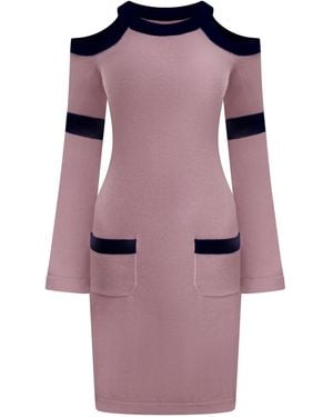Why Mary Serena Wool Knit Long Sleeve Cold Shoulder Dress - Pink