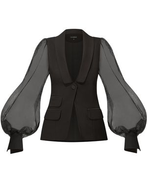 Tia Dorraine J'Adore Organza Sleeve Tailored Blazer - Black
