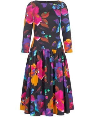 Marianna Déri Floral Drop-Waist Dress - Blue