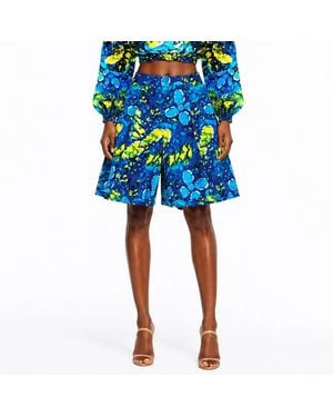 Chuks Collins Ajah Collection-Adire Allure Shorts - Blue
