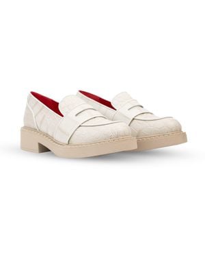 Rosamund Muir London Neutrals Stratford Cream Crocodile Print Loafers - Pink