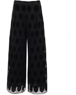 Traffic People The Great Silence Crochet Evie Wide Leg Trousers - Black