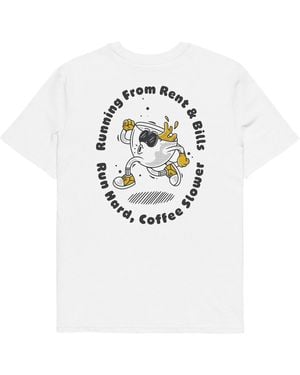 Anchor and Crew Gustatory Coffee Over Bills Organic Cotton Embroidered T-Shirt - White
