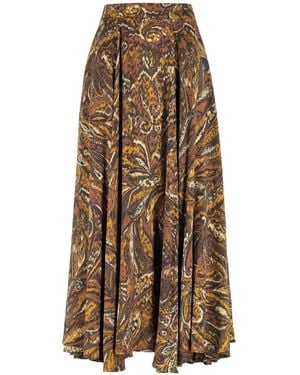 Teodora Milano Taormina Silk Long Skirt - Brown