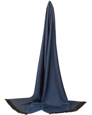 Kinalba Marquee Evening Slim Herringbone Cashmere & Silk Scarf - Blue