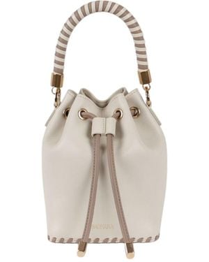Saonara Brand Mini Bucket Bag Ivory Leather - White