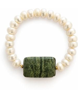 Angel Barocco Serpentine Freshwater Pearl Stretch Bracelet - Green