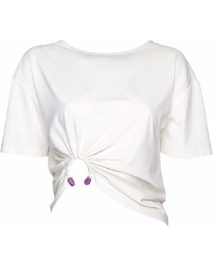 Lalipop Design Ring-Embellished T-Shirt - White