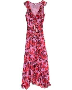 Niza Wide-Leg Flowy Trousers With Ornamental Embroidery - Red