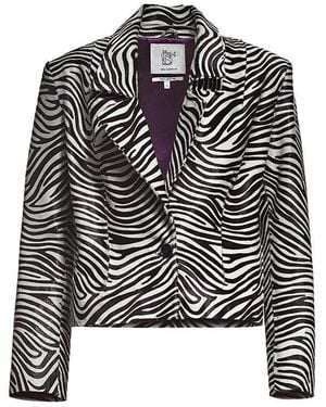Maison sél Zebra Print Pony Hair Blazer Jacket - Black