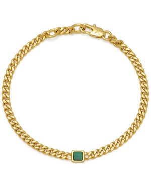 Potoska Malachite Stone Curb Chain Bracelet - Metallic