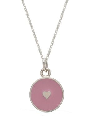 Lime Tree Design Small Heart Enamel Necklace Sterling Powder - Pink