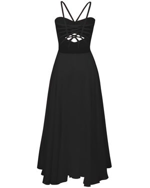 ALINA CERNĂTESCU Kamari Drapped Cocktail With Midi Skirt Dress Classic - Black