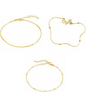 Spero London Sterling Beaded Satellite Bracelet Layering Set - Metallic