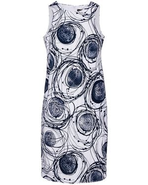 Conquista Print Sleeveless Sack Dress - Blue
