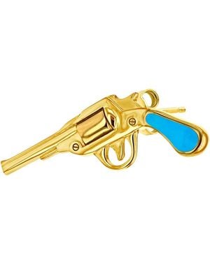 True Rocks 18Kt Plated & Retro Pistol Stud - Metallic