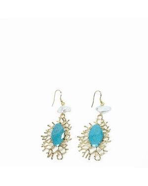 Addicted Flora Dangle Earrings - Blue