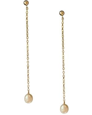 Herself Collections Layla Pearl Drop Earring - Metallic
