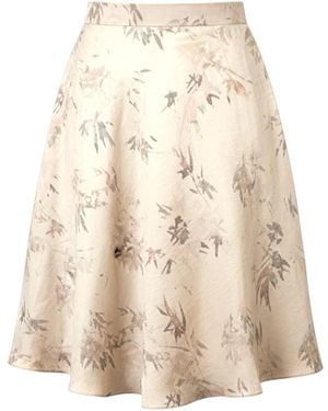 Stovaria Pure Satin Crush Knee Length Skirt With Elastic Waist - Natural