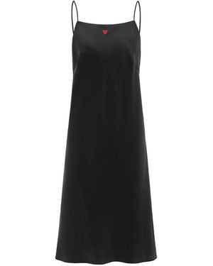 NOT JUST PAJAMA Little Heart Collection Silk Slip Dress - Black