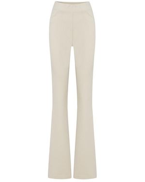 Exquise Neutrals High Waisted Flared Knit Trousers - White