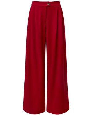 James Lakeland Burgundy Wide Leg Suit Pants - Red