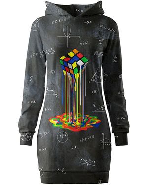 Aloha From Deer Rubik's Cube Oversize Hoodie Dress - Black