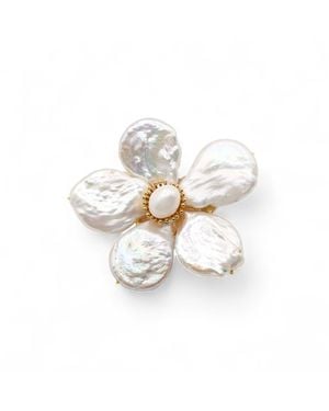 Miss Cecilia Pearl Fleur Brooch - White
