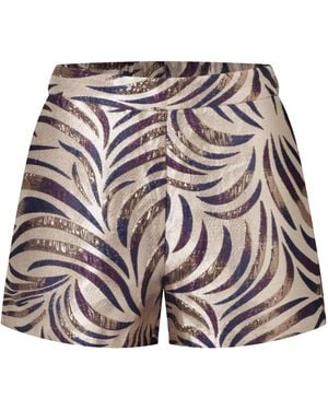 Smart and Joy Metallic Jacquard Print Skirt - Purple