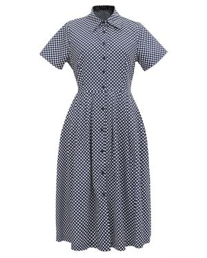 Smart and Joy Cotton Shirt Dress - Blue