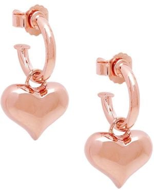 Seven Saints Puffy Heart Dangle Hoop Earrings, Over Sterling - Pink