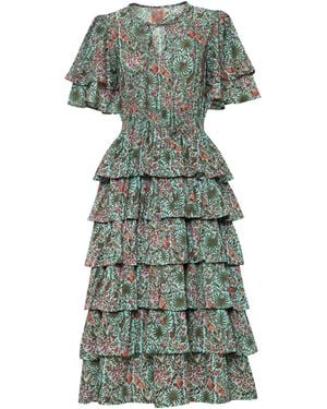 Carolina Benoit Palm Springs Clinched Waist Dress Print - Green