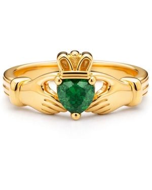 Seven Saints Claddagh Heart Ring Love, Friendship, Loyalty Emerald Zirconia And - Yellow