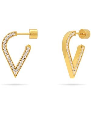 Meulien Stylized Waterdrop Drop Earrings With Pave Cz - Metallic