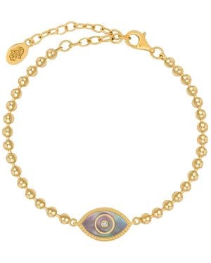 Karma and Luck Lucky Charisma Evil Eye Mother Of Pearl Bracelet - Metallic