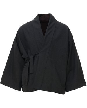 MOE Granite/ Burgundy Check Wool Jacket Reversible - Black