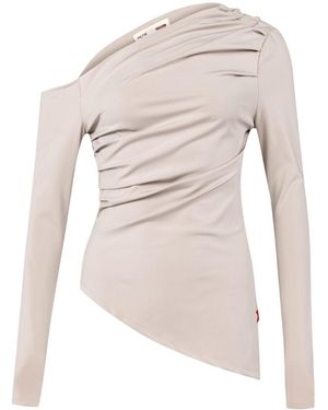 Pcfg Neutrals Your Itch Draped Long Sleeve Top - White