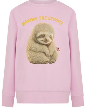 Sour Figs Sloth Print Sweatshirt - Pink