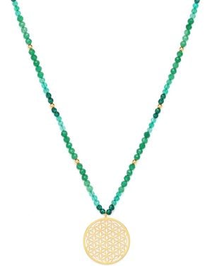 Seven Saints Joy And Prosperity Flower Of Life Necklace, Aventurine, Spinel, Chrysoprase, All Gender - Metallic