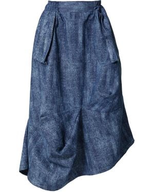 Metamorph Denim Skirt With Draped Details - Blue