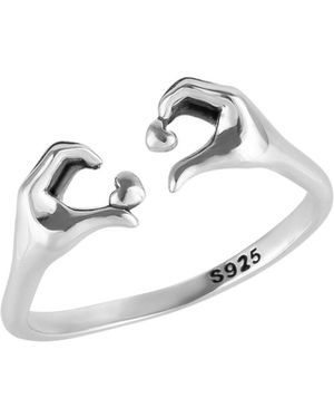 Spero London Heart With Hands Ring - White